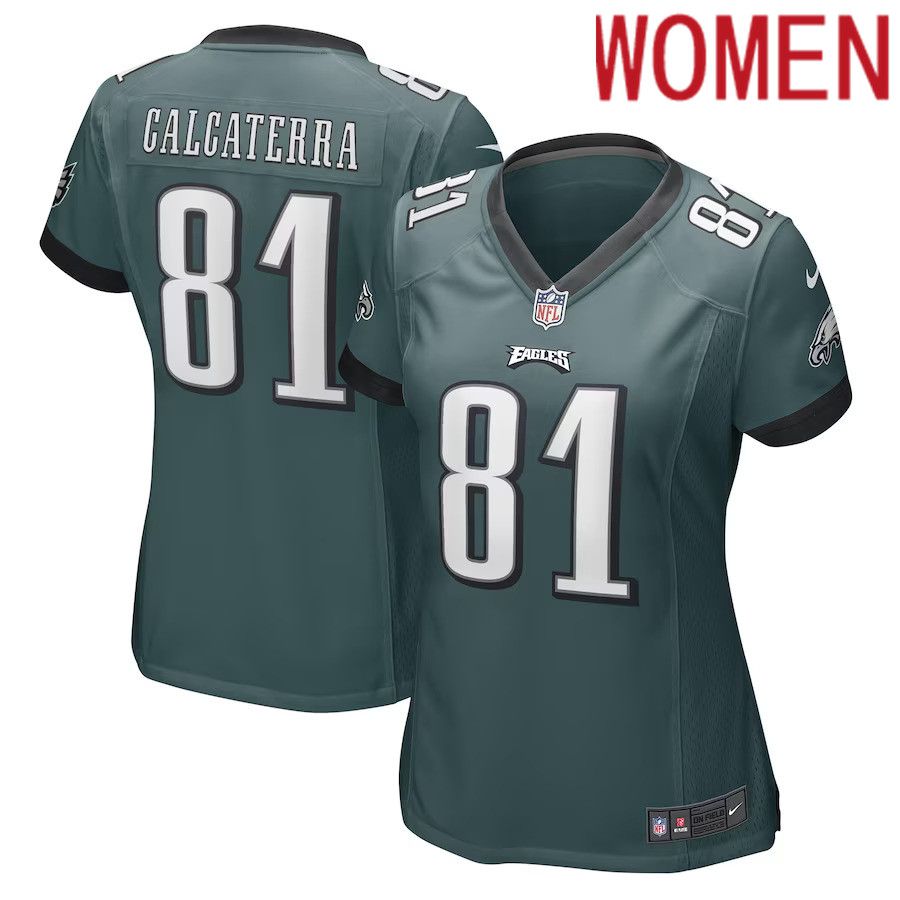 Women Philadelphia Eagles #81 Grant Calcaterra Nike Midnight Green Game Player NFL Jersey